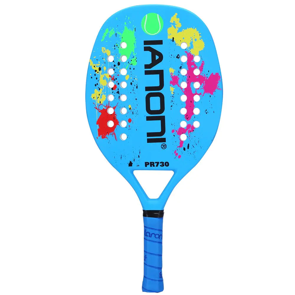 IANONI Beach Tennis Racket Carbon Paddle Fiber Grit Face with EVA Memory Foam Core Beach Tennis Raquet (Blue)