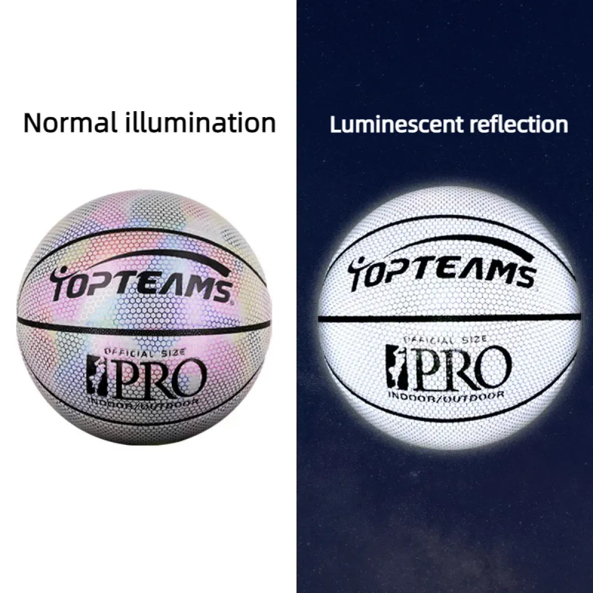 Size 7 Holographic PU Basketball - Reflective Sports Ball