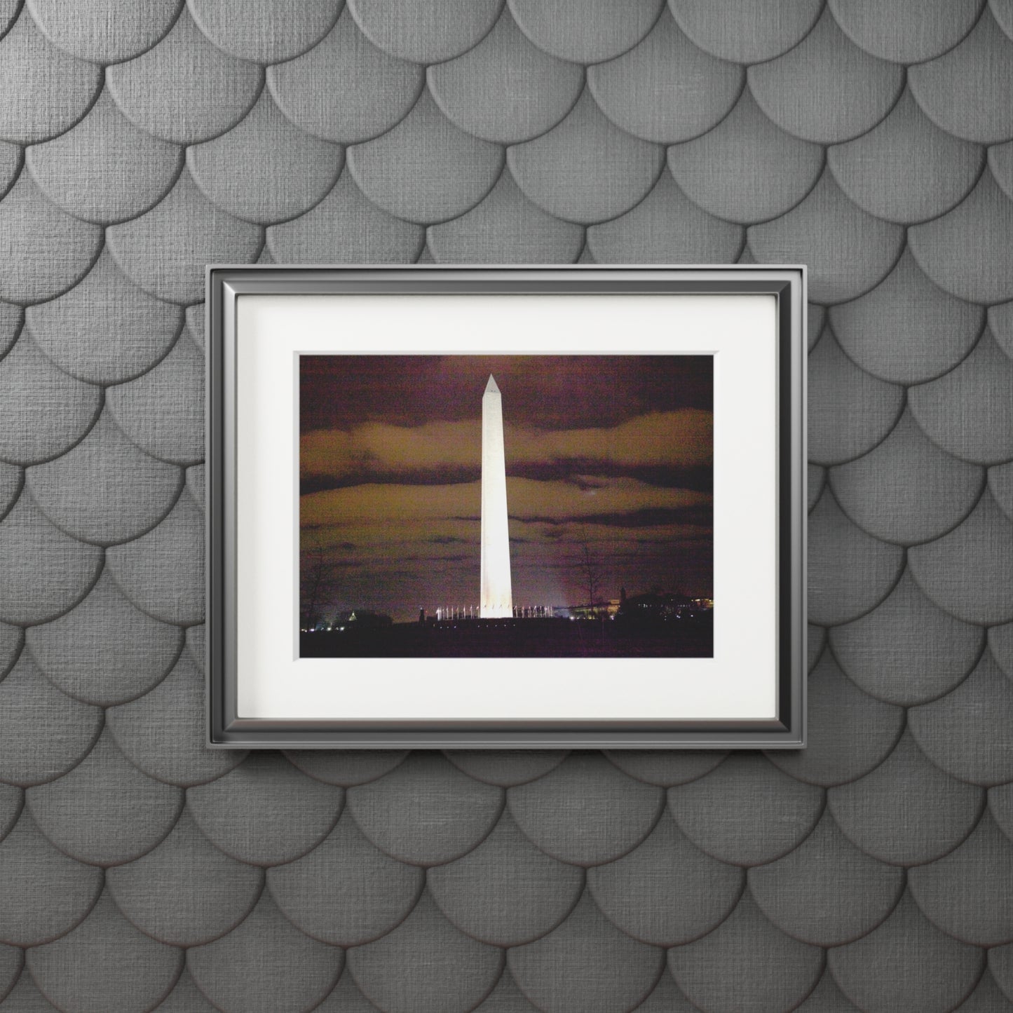 Washington Monument at Night - Fine Art Prints (Passepartout Paper Frame)