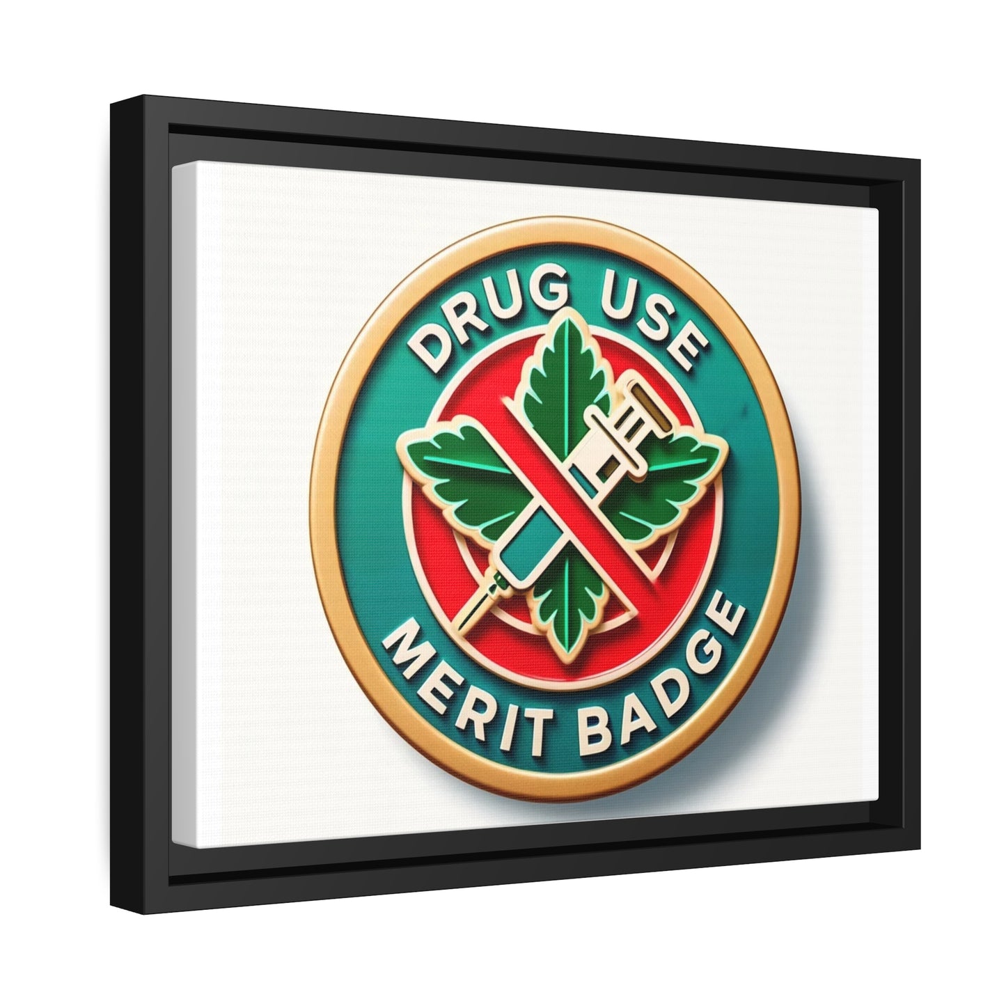 Podcast Recovery - Drug Use Merit Badge - Matte Canvas, Black Frame