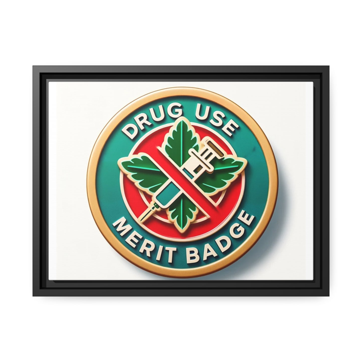 Podcast Recovery - Drug Use Merit Badge - Matte Canvas, Black Frame