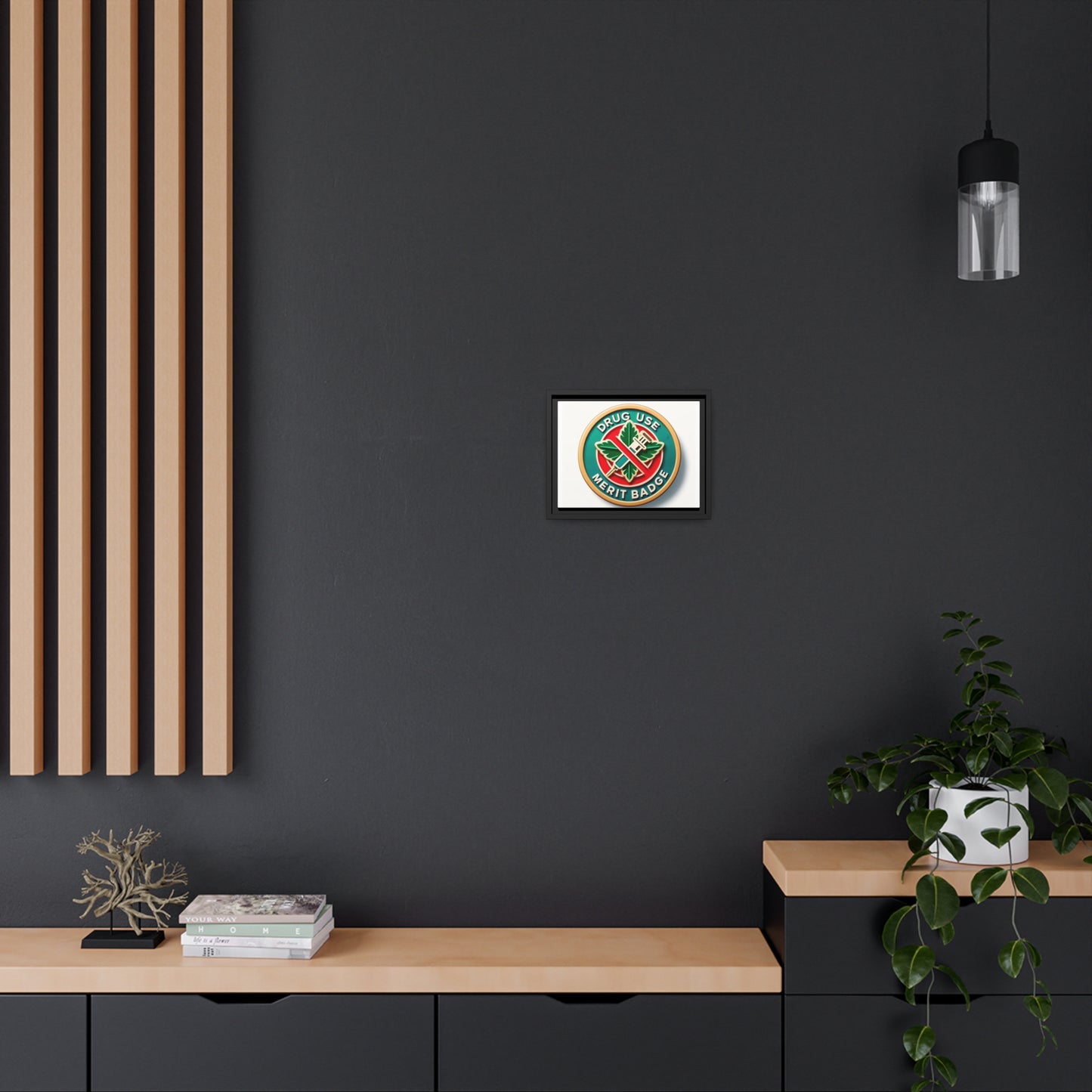 Podcast Recovery - Drug Use Merit Badge - Matte Canvas, Black Frame