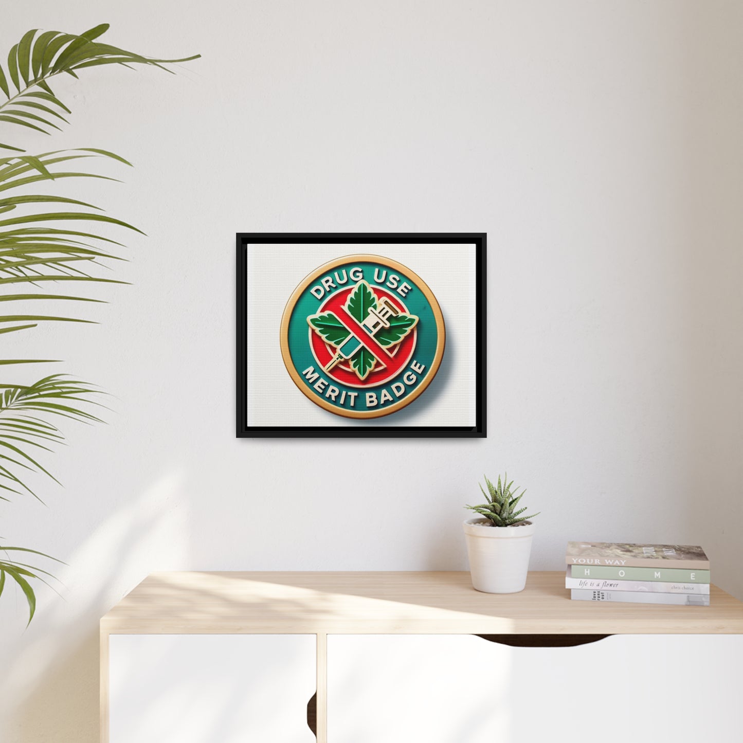 Podcast Recovery - Drug Use Merit Badge - Matte Canvas, Black Frame