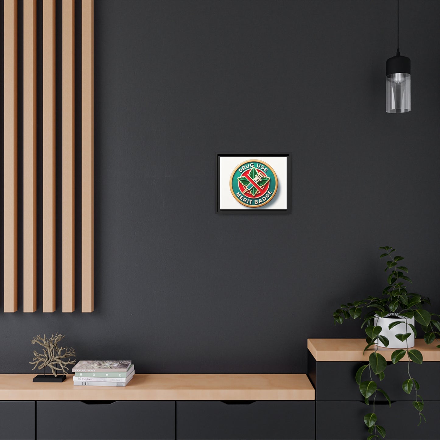 Podcast Recovery - Drug Use Merit Badge - Matte Canvas, Black Frame