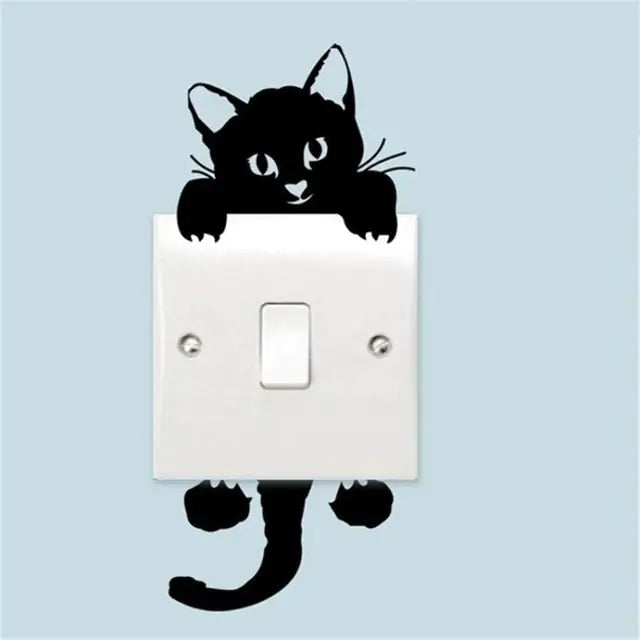 Pegatinas de pared con interruptor de gato encantador
