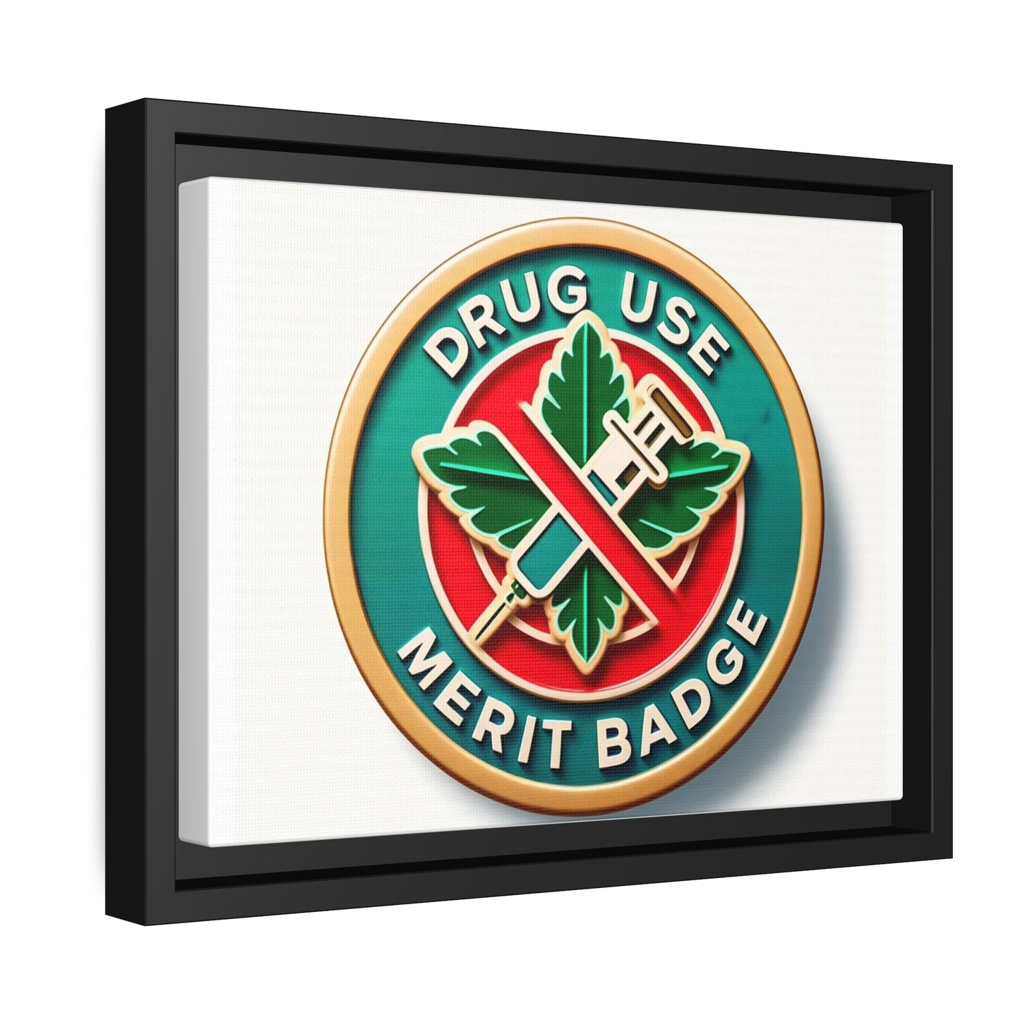 Podcast Recovery - Drug Use Merit Badge - Matte Canvas, Black Frame