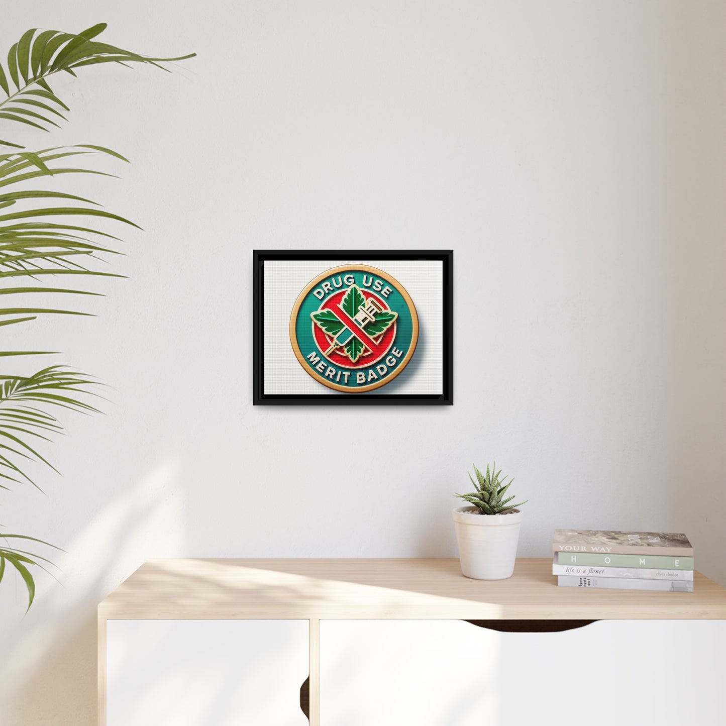 Podcast Recovery - Drug Use Merit Badge - Matte Canvas, Black Frame