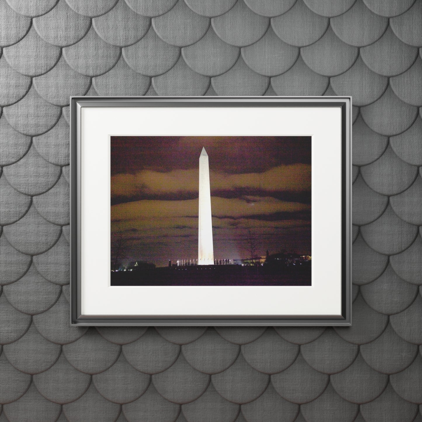 Washington Monument at Night - Fine Art Prints (Passepartout Paper Frame)