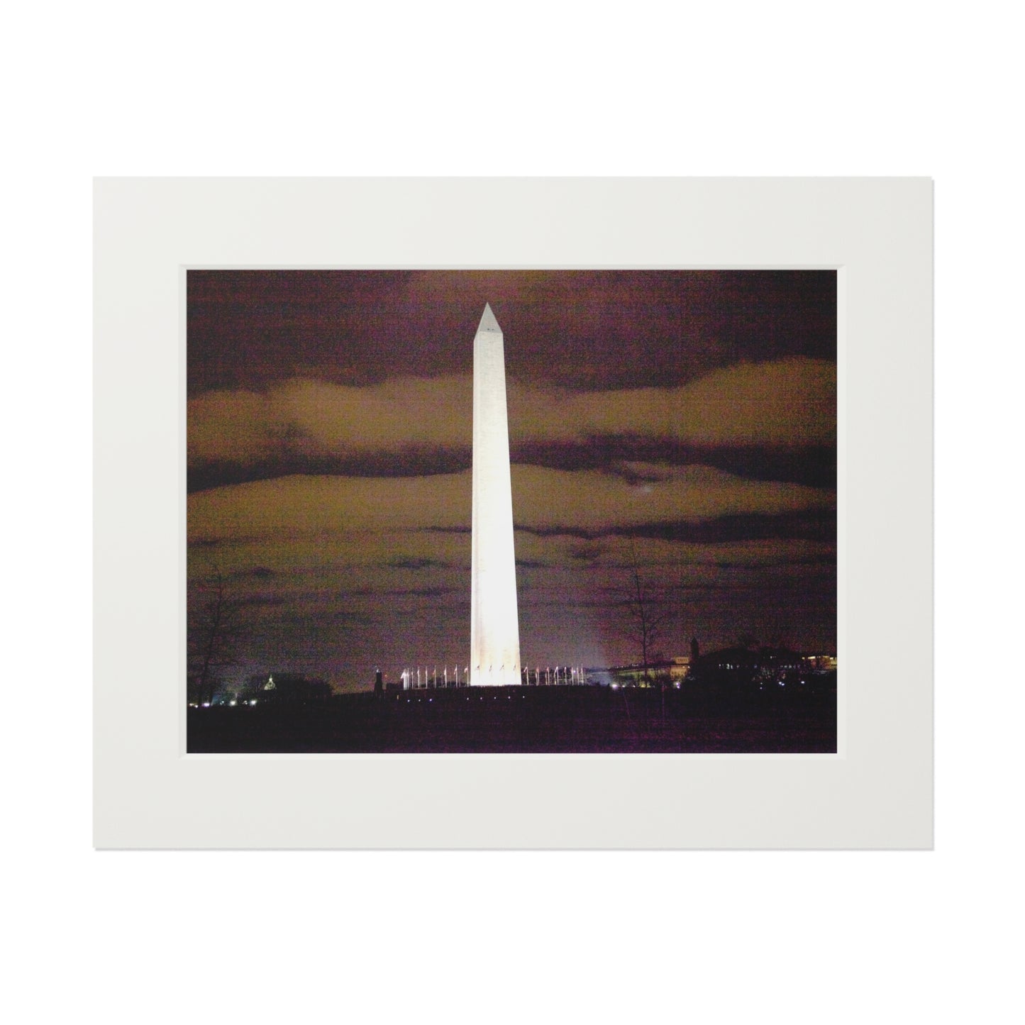 Washington Monument at Night - Fine Art Prints (Passepartout Paper Frame)