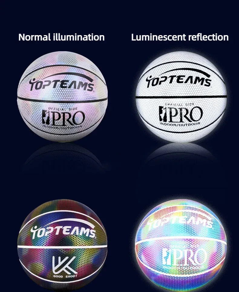 Size 7 Holographic PU Basketball - Reflective Sports Ball