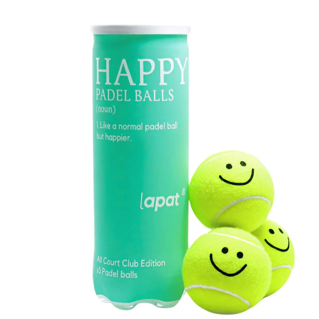 LAPAT Padel Balls - Single can w 3 Balls - Pro Quality - Paddle Tennis (Standard. Happy)