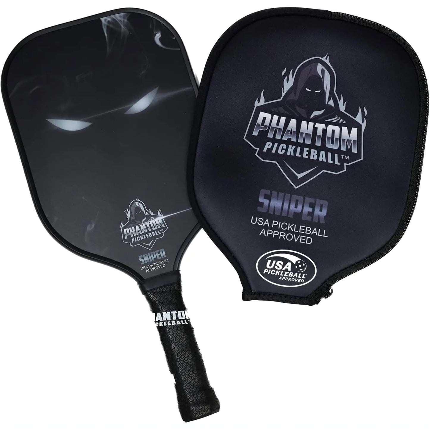 Phantom Sniper 13mm Carbon Fiber Elongated Body Pickleball Paddles - Max Grit and Spin - USAPA Approved – Pickleball Rackets - Pickle-Ball Equipment with Polypropylene Core – Lightweight (Steel)