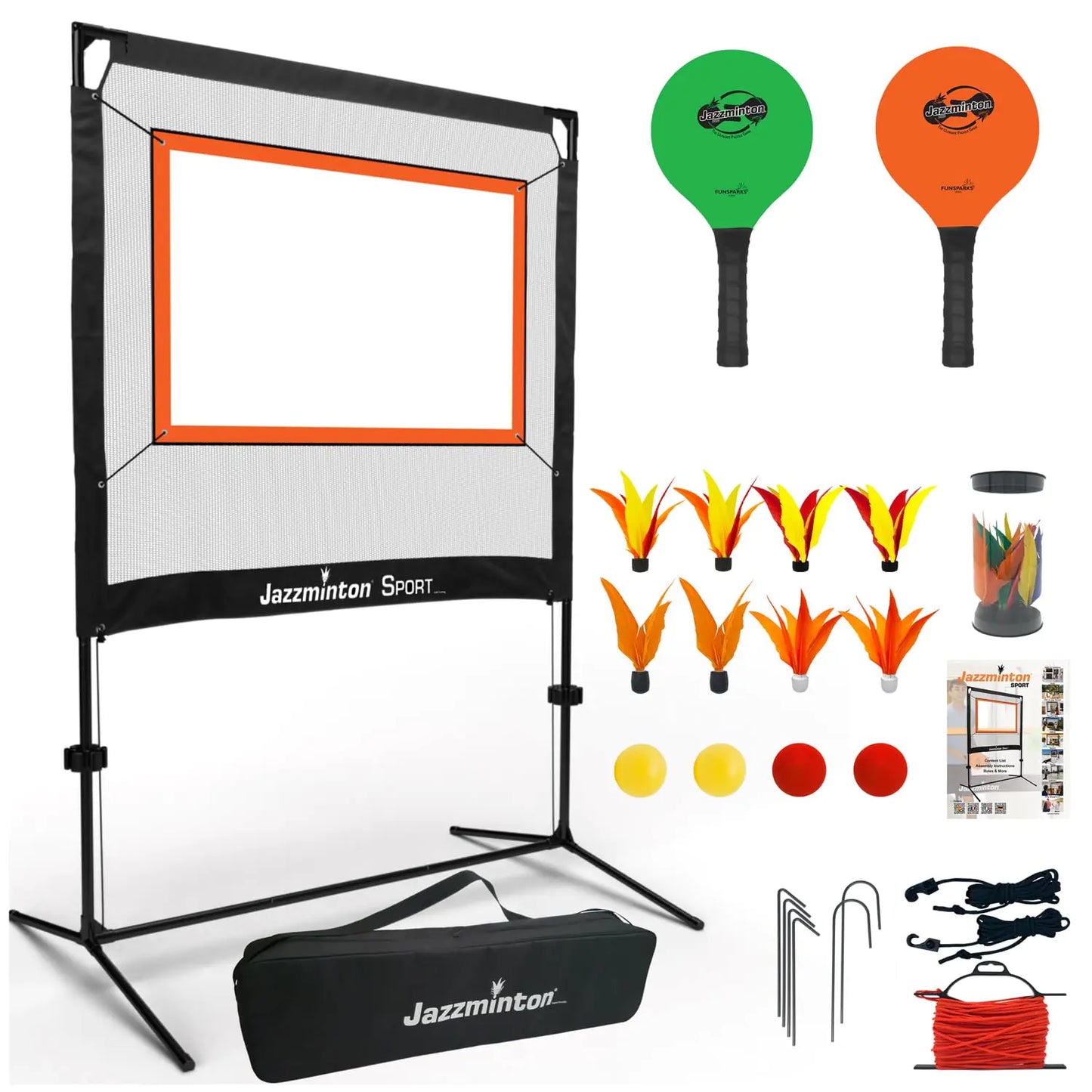 Jazzminton-Sport – The Original - Indoor & Outdoor No Boundaries - Similar to Pickleball Badminton and Tennis with A Whole New Spin On It - Fun Games for Kids & Adults