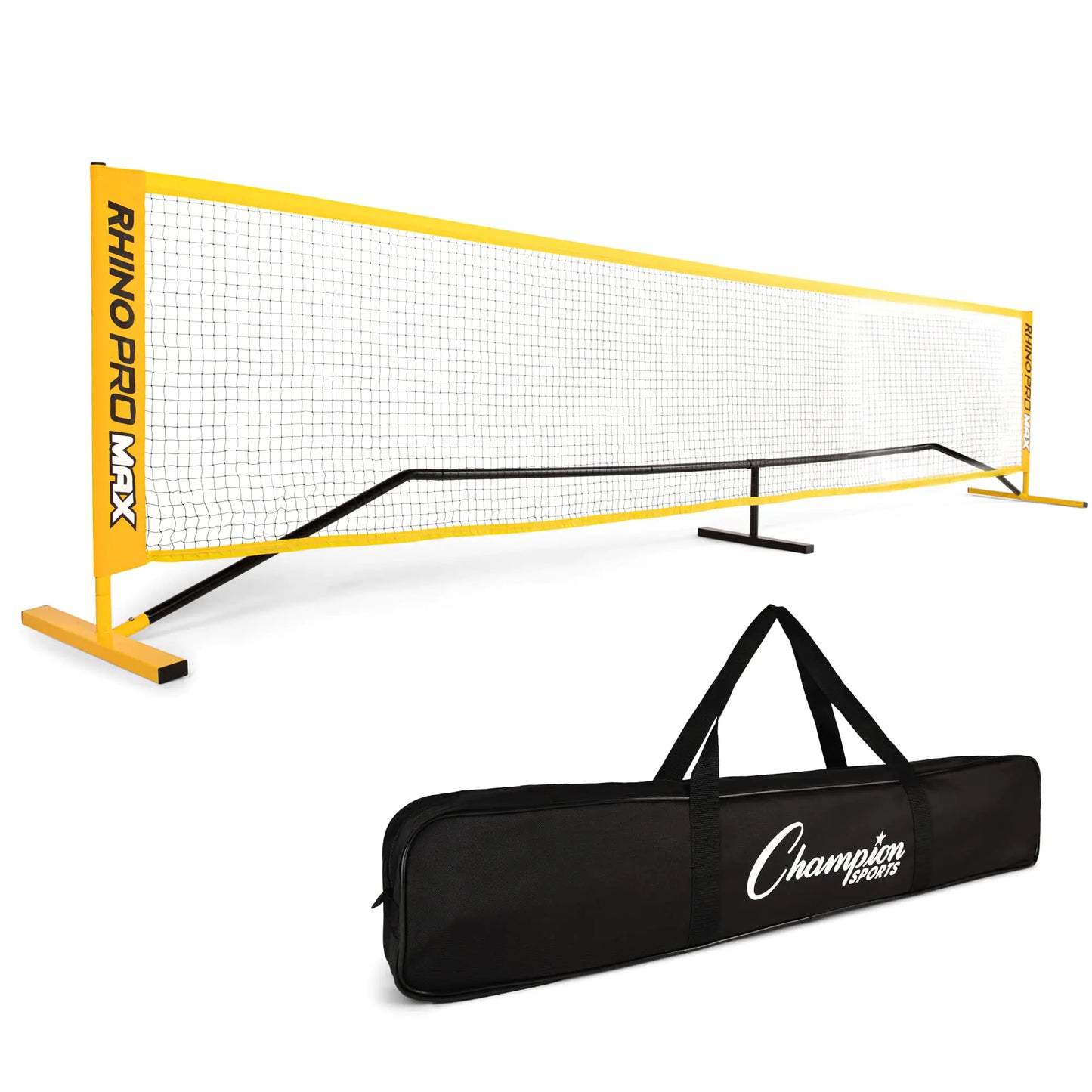 Champion Sports Adjustable Racquet Sport Net: Portable 14 Foot Racket Sport Game Net for Volleyball Tennis Pickleball and Badminton - Yellow