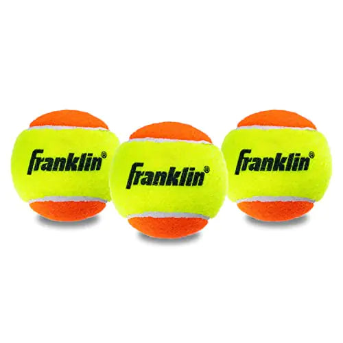 Franklin Sports Starter + Beginner Pressureless Tennis Balls - Great for Training + Practice - Low Bounce Tennis Balls for All Court Surfaces - Orange - 3 Pack