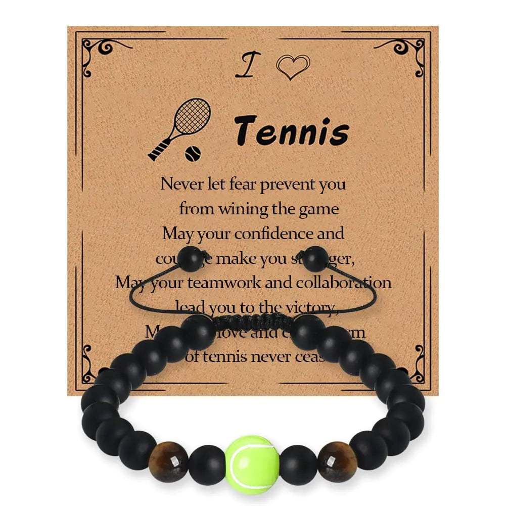 Tennis Ball Bracelet Gifts for Son Grandson Birthday Gift for Brother Nephew Adjustable Sports Bracelet for Friend Tennis Party Favors for Tennis Lovers Boyfriend Anniversary Wedding Gifts for Husband