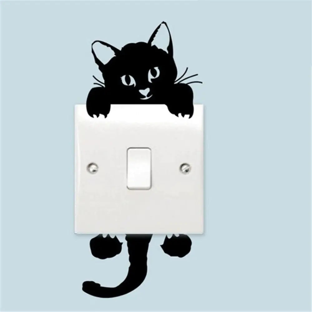 Pegatinas de pared con interruptor de gato encantador
