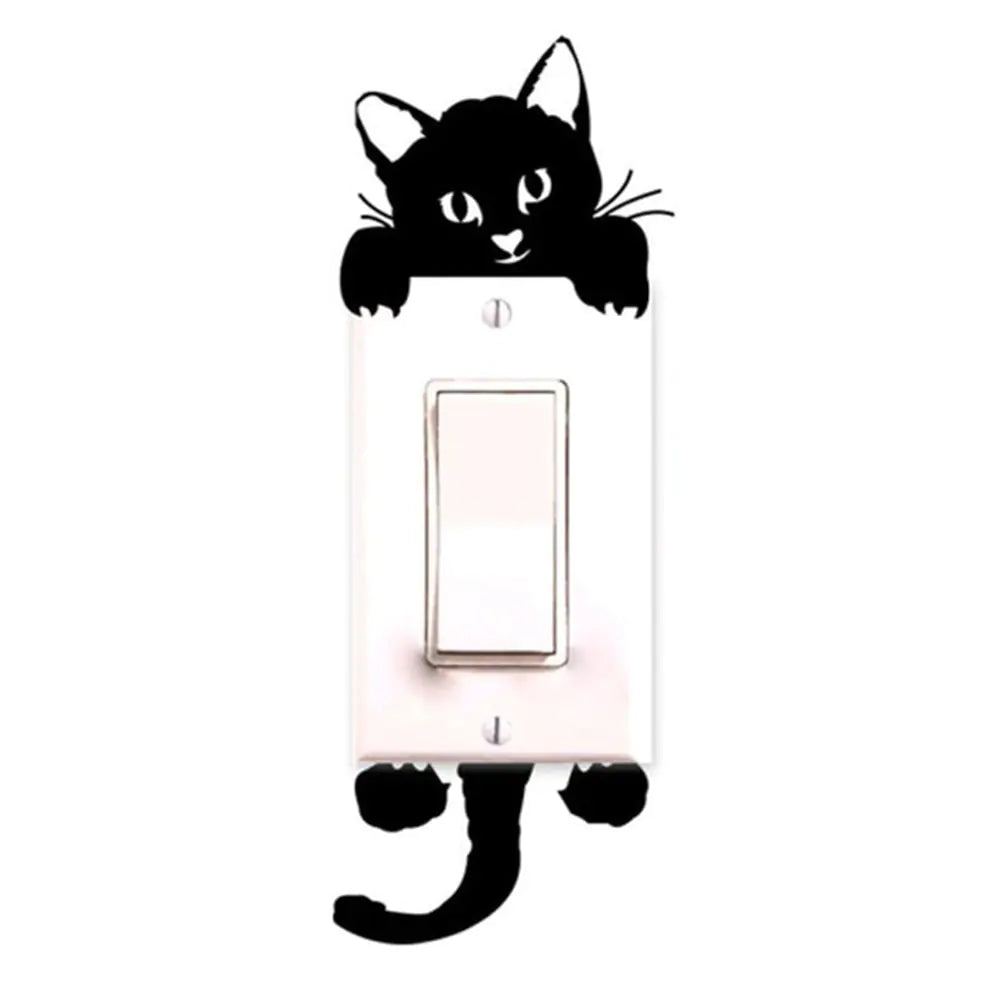 Pegatinas de pared con interruptor de gato encantador