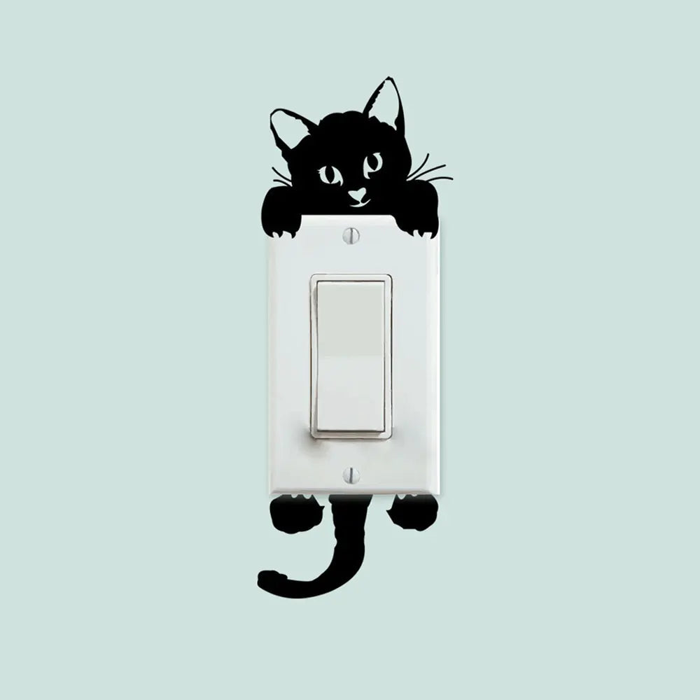 Pegatinas de pared con interruptor de gato encantador