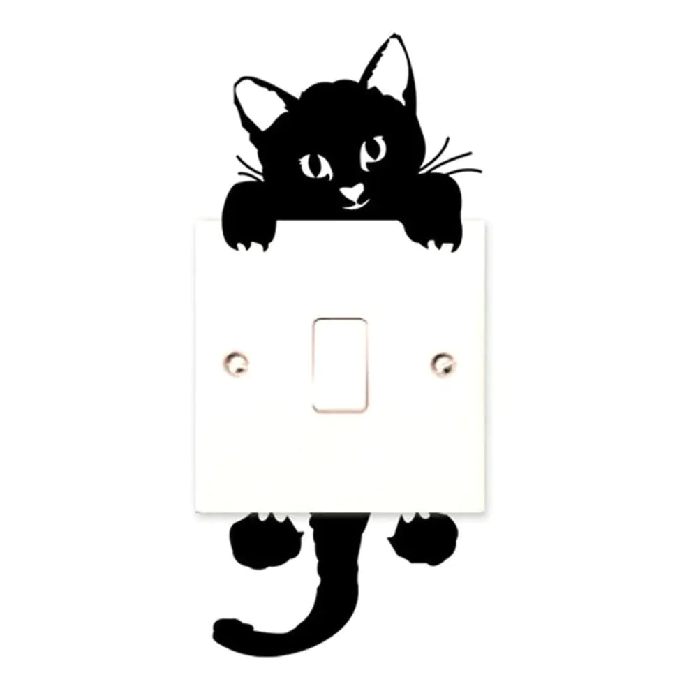 Pegatinas de pared con interruptor de gato encantador
