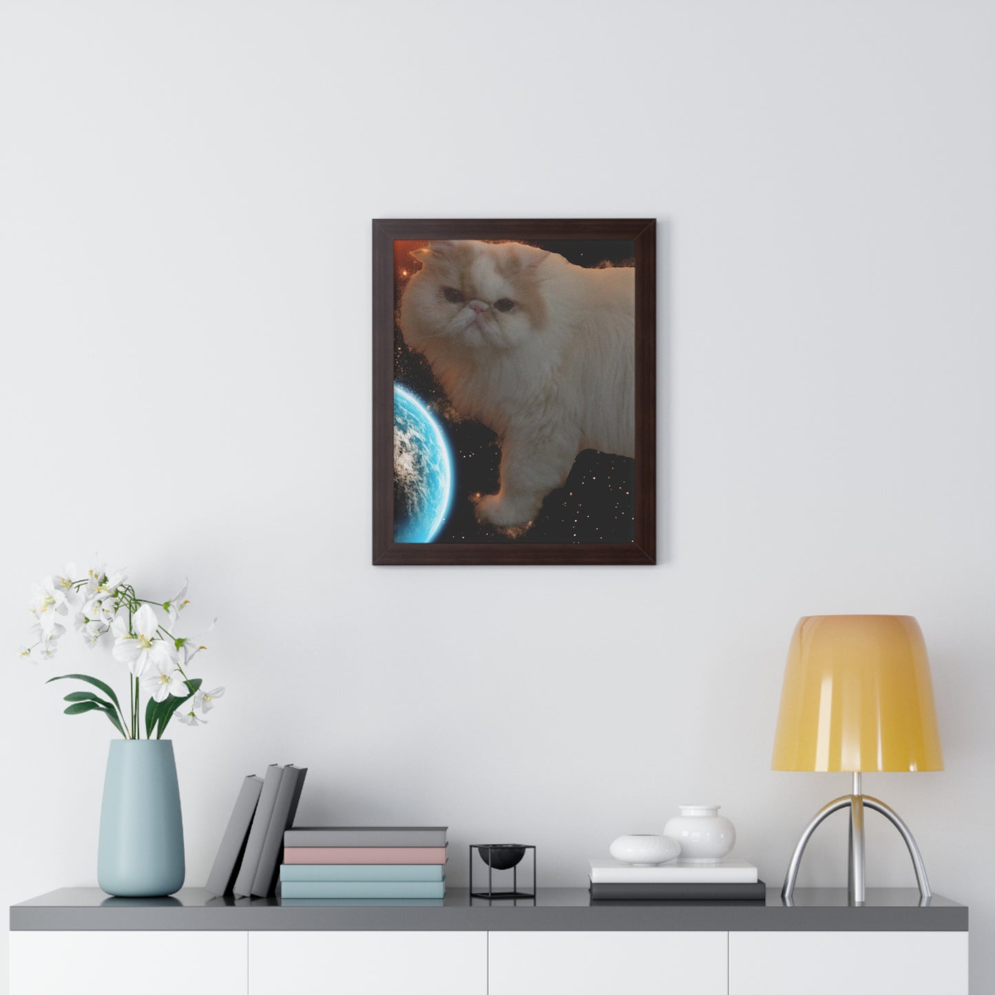 Bug a Boo Orbiting Earth - Framed Vertical Poster