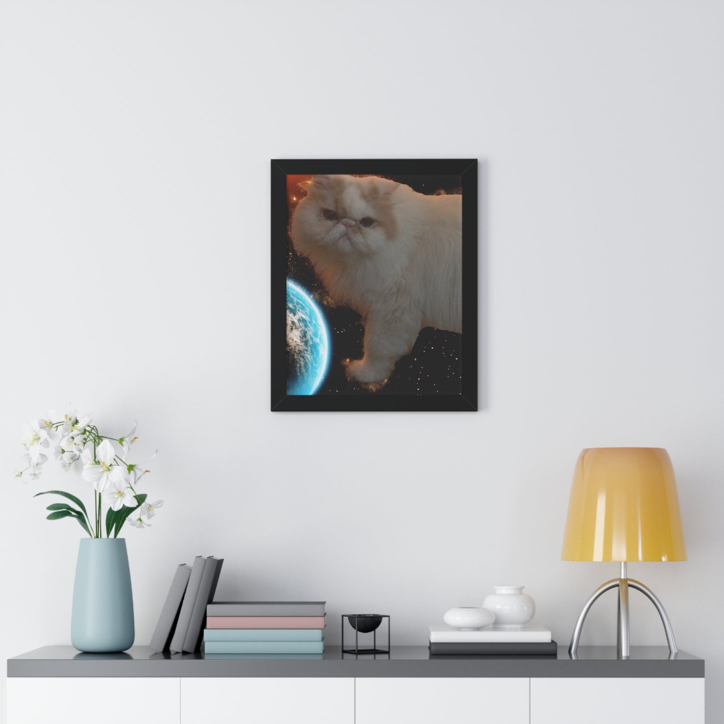 Bug a Boo Orbiting Earth - Framed Vertical Poster