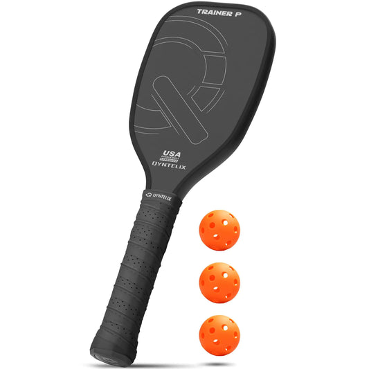 QYNTELIX Pickleball Training Paddle Set 3Pcs Indoor Quiet Mini Pickleball Ball USAPA Approved Pickleball Trainer Practice Paddle T700 Raw Carbon Fiber 16mm Core Sweet Spot Training Paddle Black