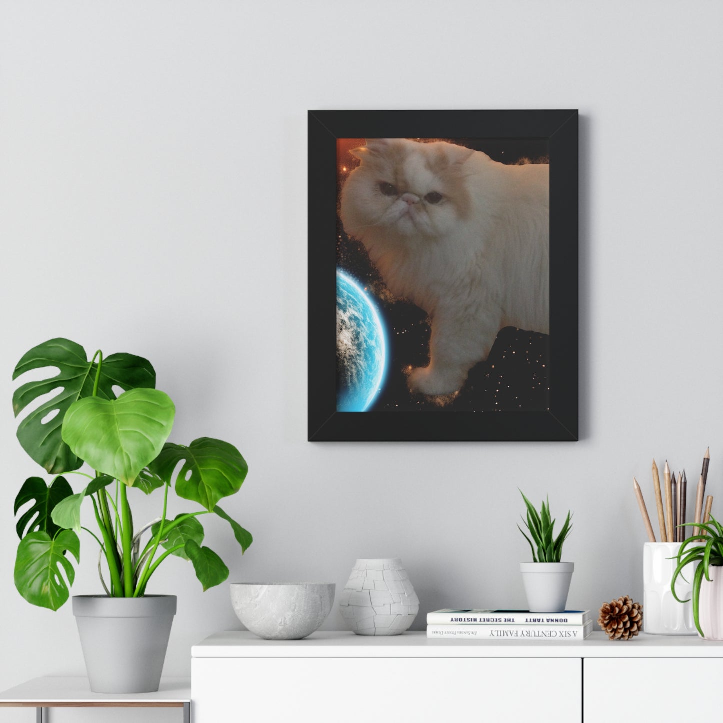Bug a Boo Orbiting Earth - Framed Vertical Poster