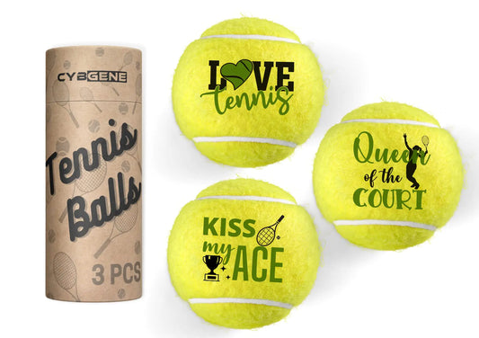 CybGene Tennis Gifts Set of 3 Unique Tennis Balls with Gift Package Perfect for Tennis Teammate Partners - Women/Girls