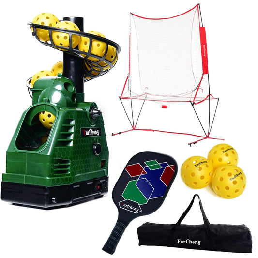 Furlihong 680PBH Pickleball Starter Kit Including Launch Machine Ball Recycling Net Pickleball Paddle 3 x Pickleballs and Carrying Bag