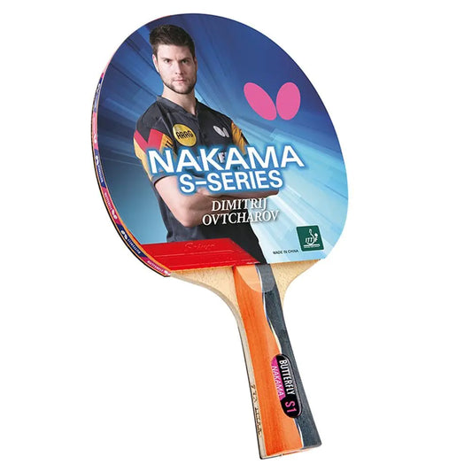 Butterfly Nakama S-1 Table Tennis Racket – Professional ITTF Approved Butterfly Ping Pong Paddle – Sriver Rubber – Carbon Ping Pong Paddle – 2 Ping Pong Balls Included